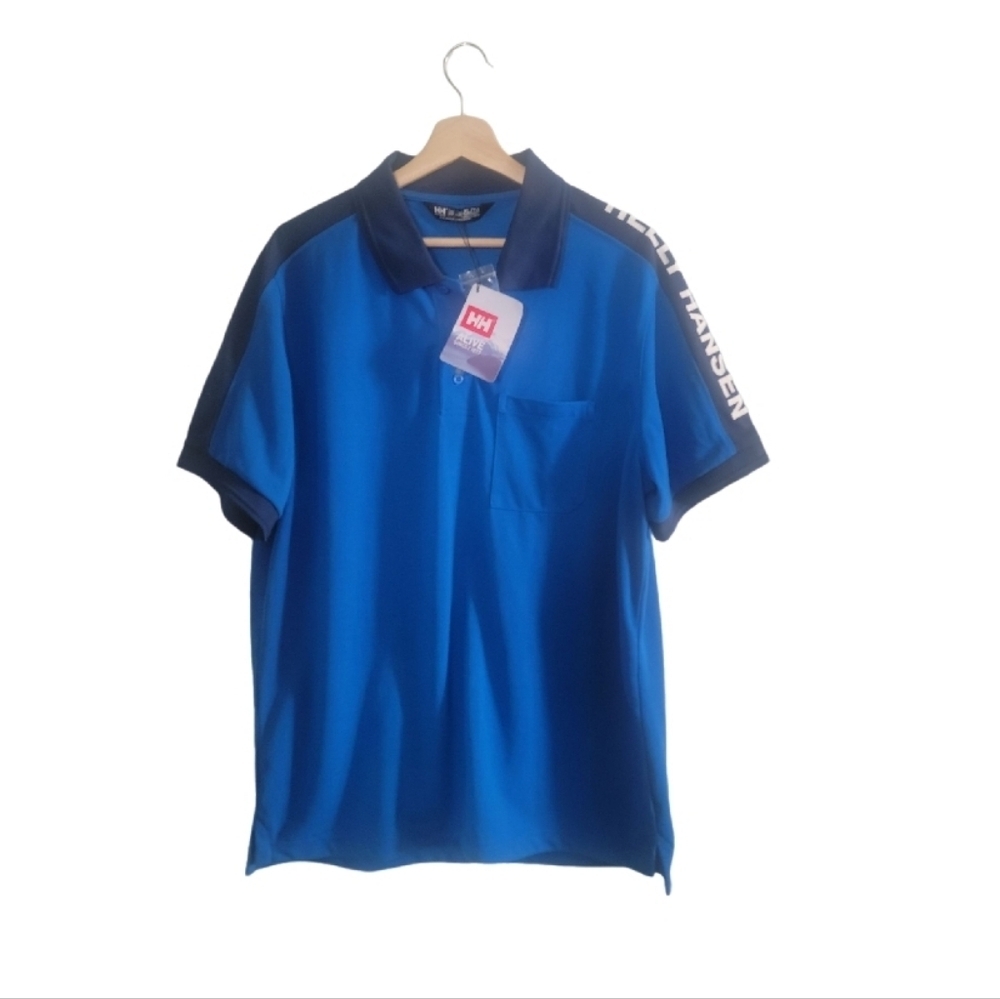 NWT HELLY HANSEN Pique Polo Shirt Mens XL Logo Sleeve Athleisure Golf